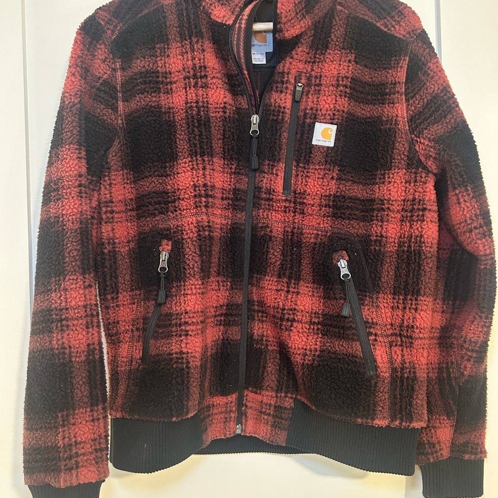 Carhartt Red and Black Plaid Teddy Jacket